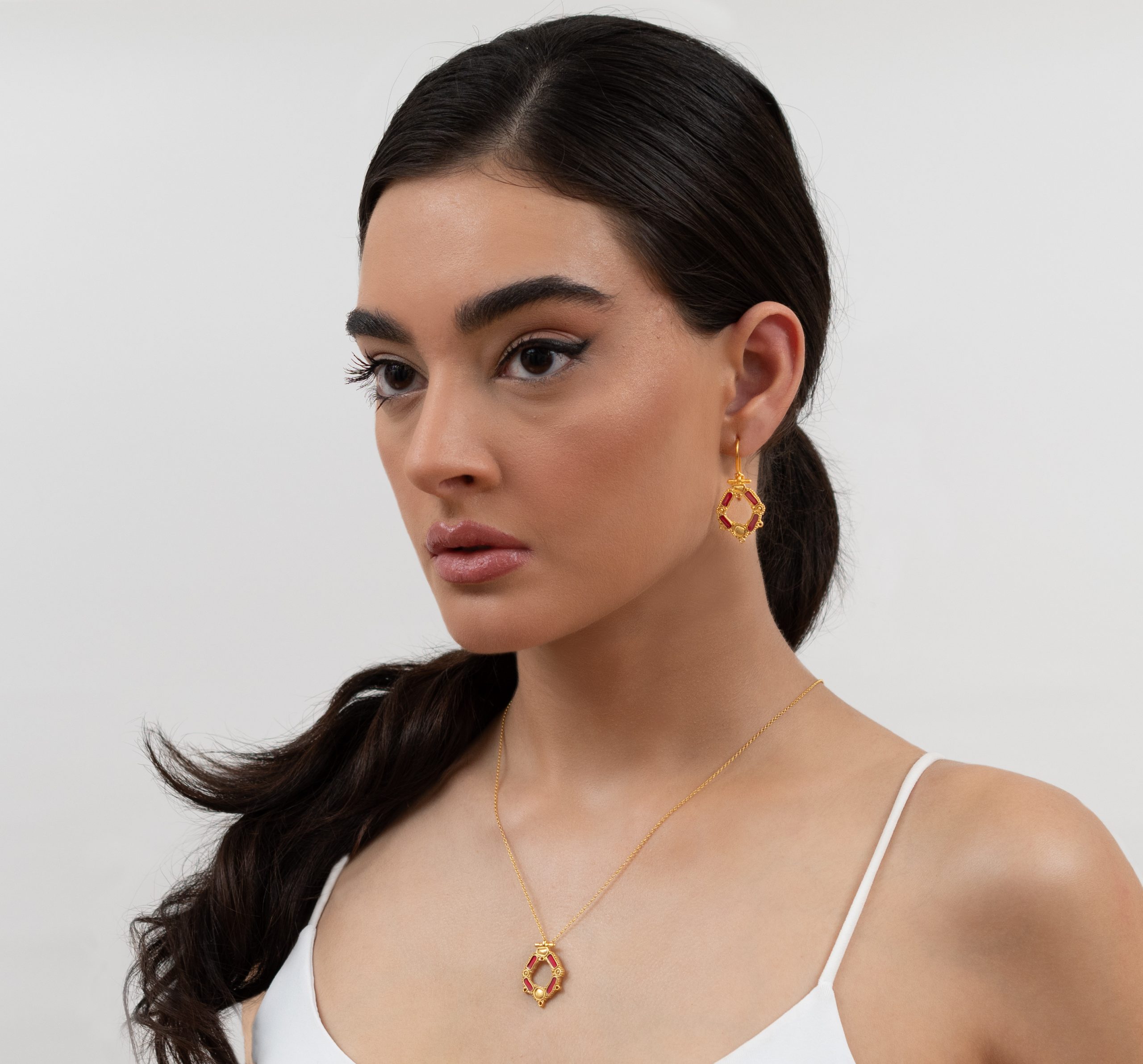 E01-G1 Серьги с имитацией камня и эмалью — изображение 4