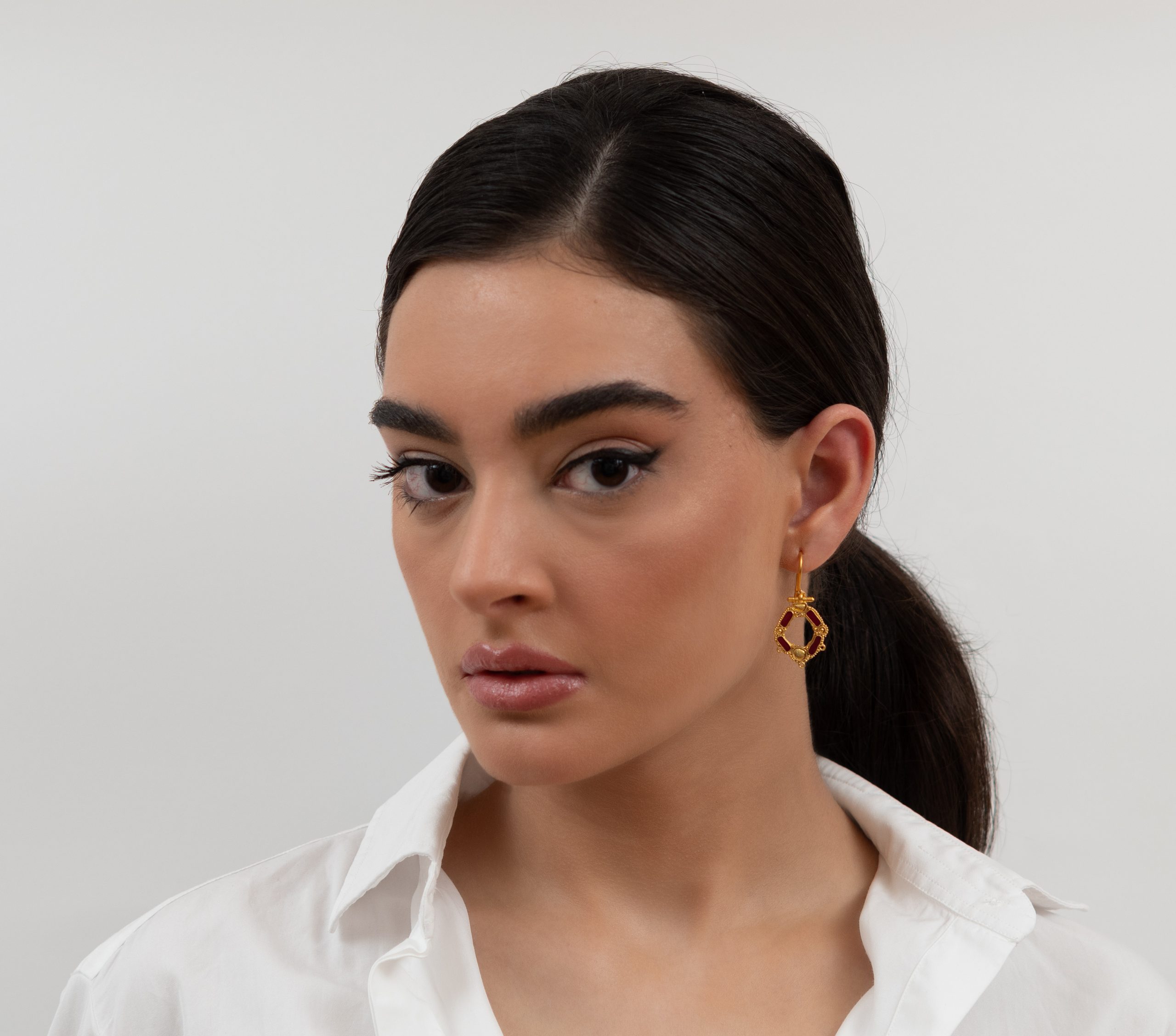 E03-G2 Серьги с имитацией камня и эмалью — изображение 3