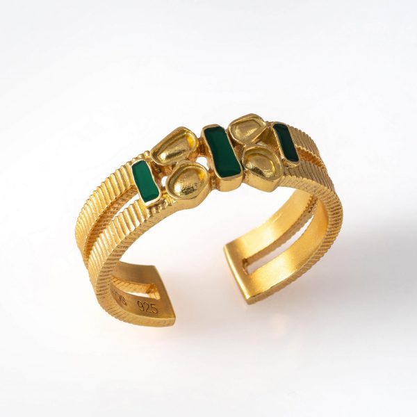 Ring with Stone Imitation & Enamel