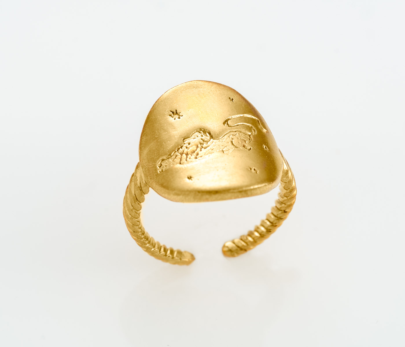 Stacked from 5 images. Method=A (R=8,S=4) Zodiac Signet Ring “Leo” (Lion) - Image 1