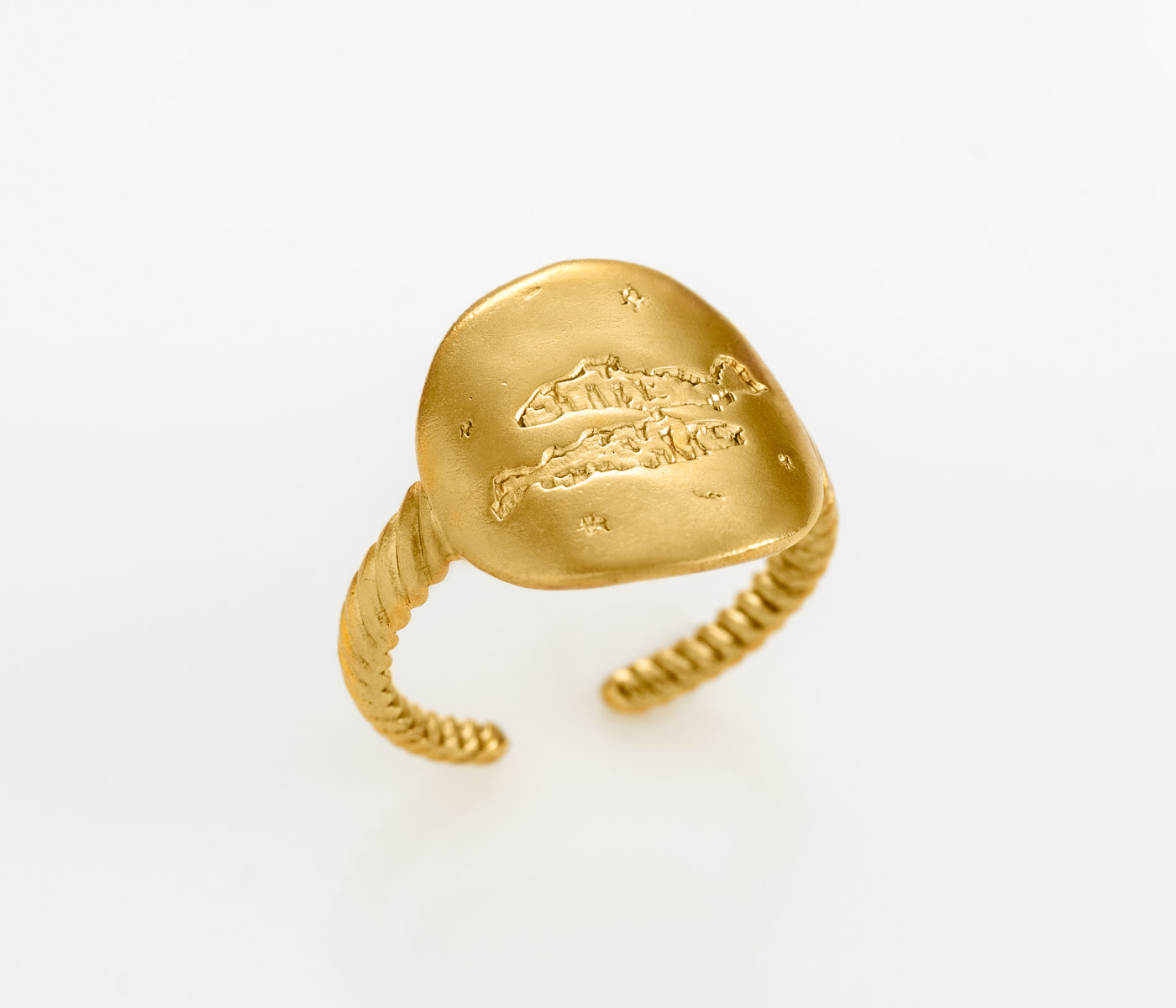 Stacked from 2 images. Method=A (R=8,S=4) Zodiac Signet Ring “Pisces” (Fish) - Image 1